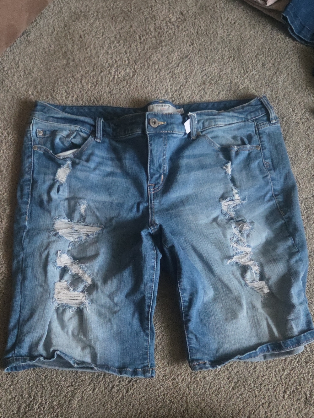 torrid Ripped Light Blue Jean Shorts